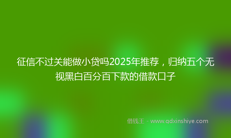 征信不过关能做小贷吗2025年推荐，归纳五个无视黑白百分百下款的借款口子