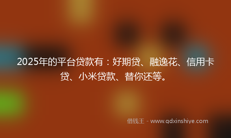 2025年的平台贷款有：好期贷、融逸花、信用卡贷、小米贷款、替你还等。