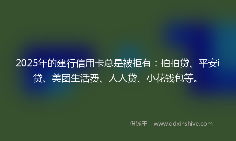 2025年的建行信用卡总是被拒有：拍拍贷、平安i贷、美团生活费、人人贷、小花钱包等。
