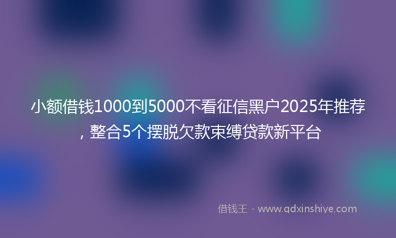 小额借钱1000到5000不看征信黑户2025年推荐，整合5个摆脱欠款束缚贷款新平台