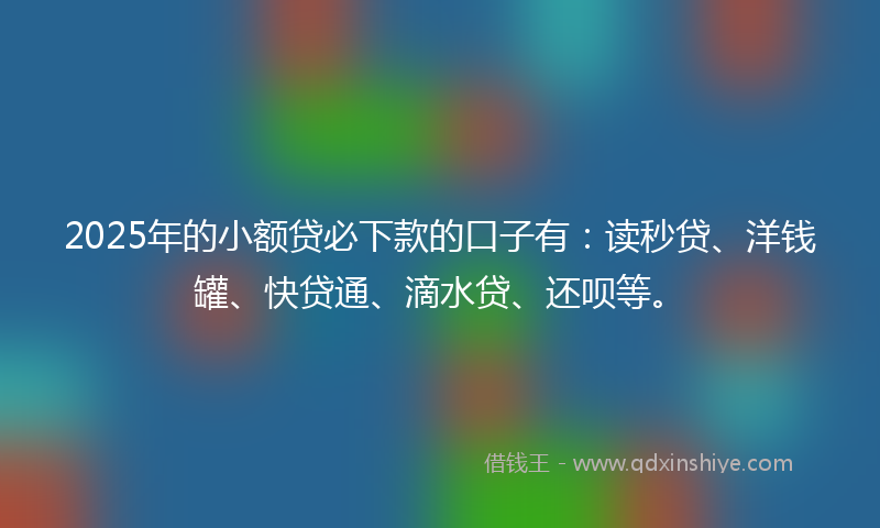 2025年的小额贷必下款的口子有：读秒贷、洋钱罐、快贷通、滴水贷、还呗等。