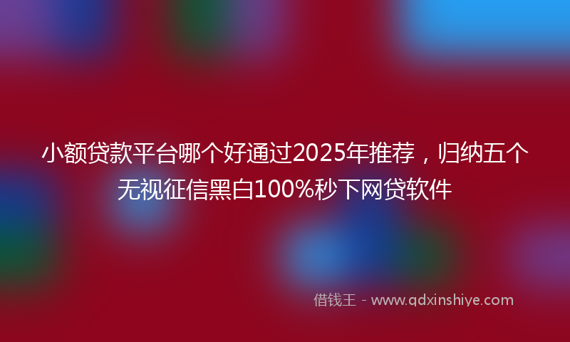 小额贷款平台哪个好通过2025年推荐，归纳五个无视征信黑白100%秒下网贷软件