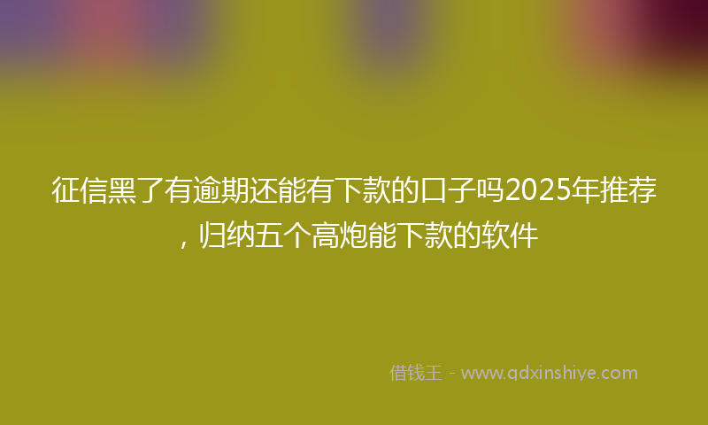 征信黑了有逾期还能有下款的口子吗2025年推荐，归纳五个高炮能下款的软件