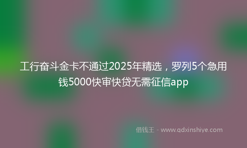 工行奋斗金卡不通过2025年精选，罗列5个急用钱5000快审快贷无需征信app