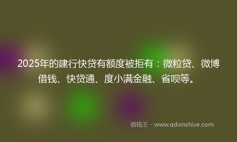 2025年的建行快贷有额度被拒有：微粒贷、微博借钱、快贷通、度小满金融、省呗等。