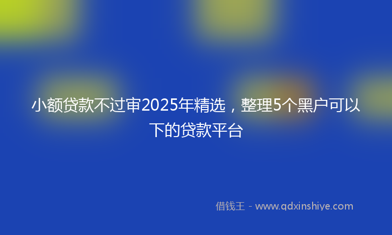 小额贷款不过审2025年精选，整理5个黑户可以下的贷款平台