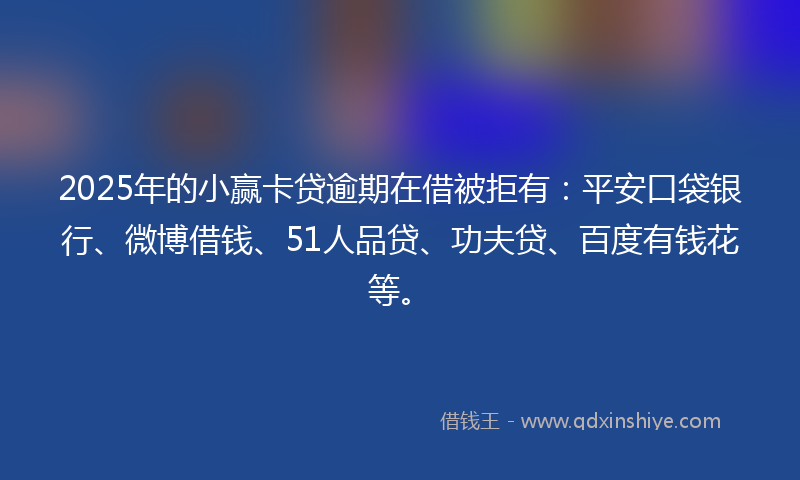 2025年的小赢卡贷逾期在借被拒有：平安口袋银行、微博借钱、51人品贷、功夫贷、百度有钱花等。
