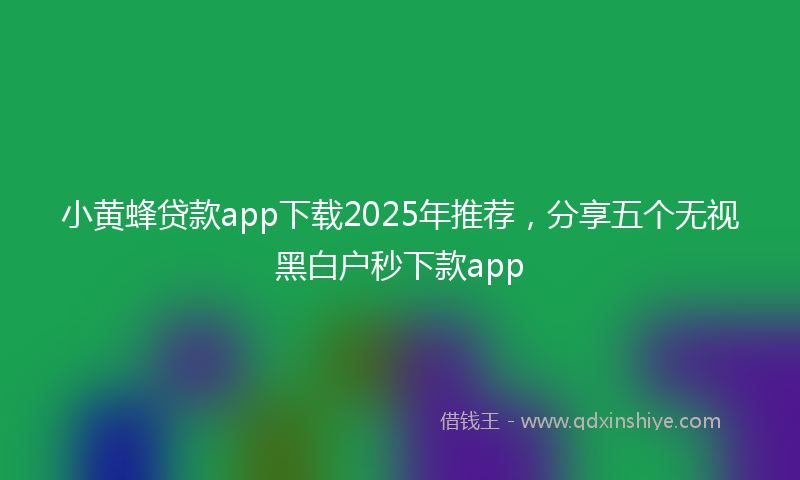 小黄蜂贷款app下载2025年推荐，分享五个无视黑白户秒下款app