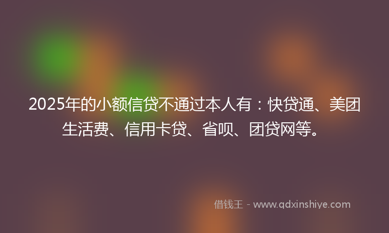 2025年的小额信贷不通过本人有：快贷通、美团生活费、信用卡贷、省呗、团贷网等。