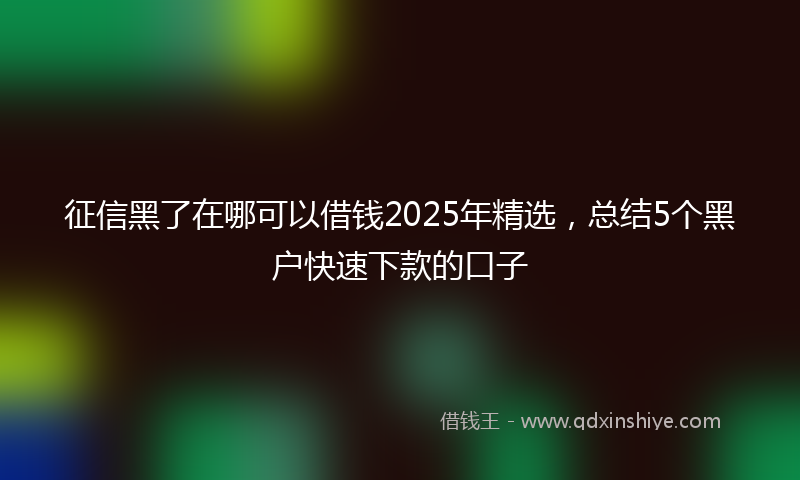 征信黑了在哪可以借钱2025年精选，总结5个黑户快速下款的口子