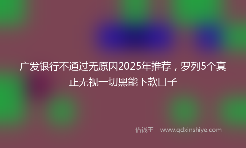 广发银行不通过无原因2025年推荐，罗列5个真正无视一切黑能下款口子