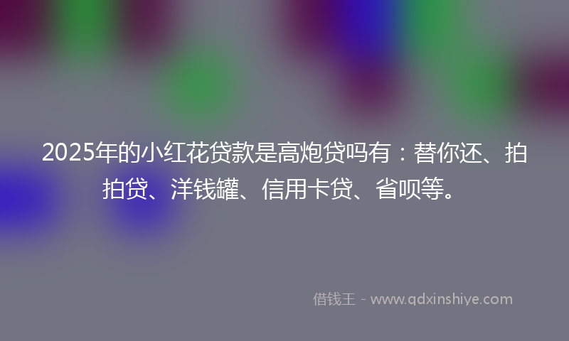 2025年的小红花贷款是高炮贷吗有：替你还、拍拍贷、洋钱罐、信用卡贷、省呗等。