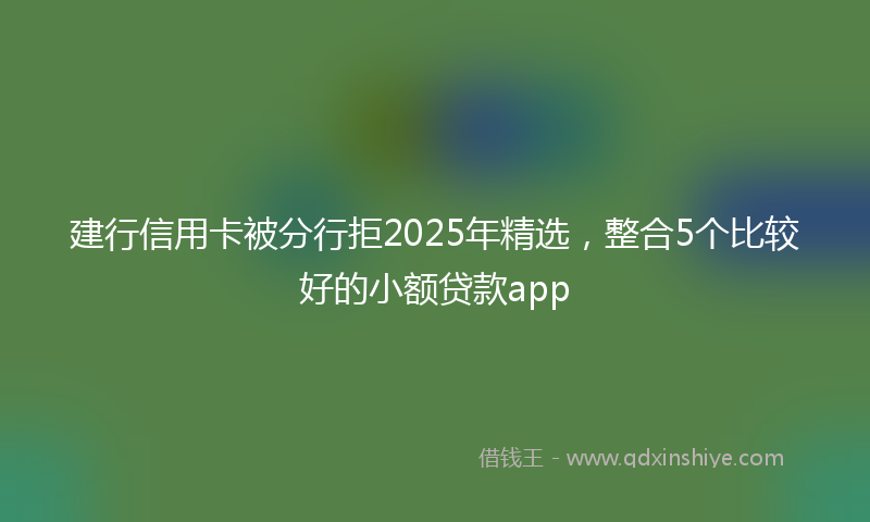 建行信用卡被分行拒2025年精选，整合5个比较好的小额贷款app