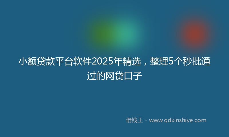 小额贷款平台软件2025年精选，整理5个秒批通过的网贷口子