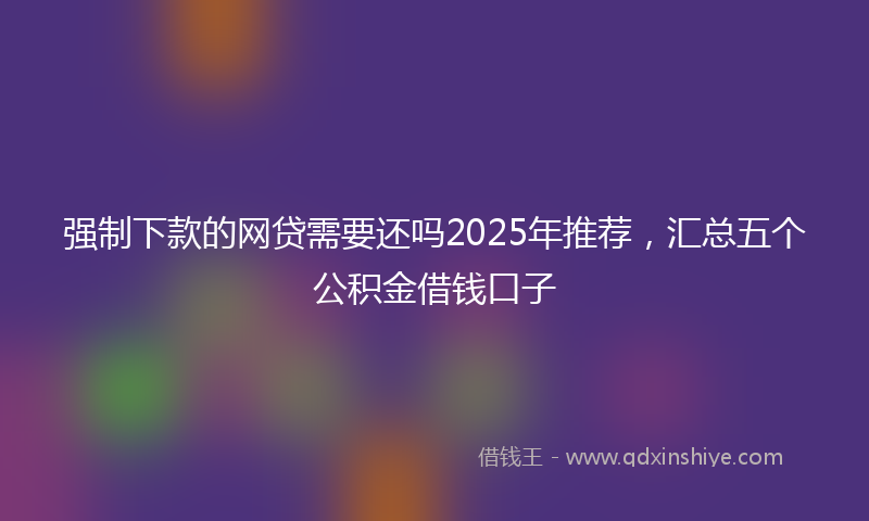 强制下款的网贷需要还吗2025年推荐，汇总五个公积金借钱口子