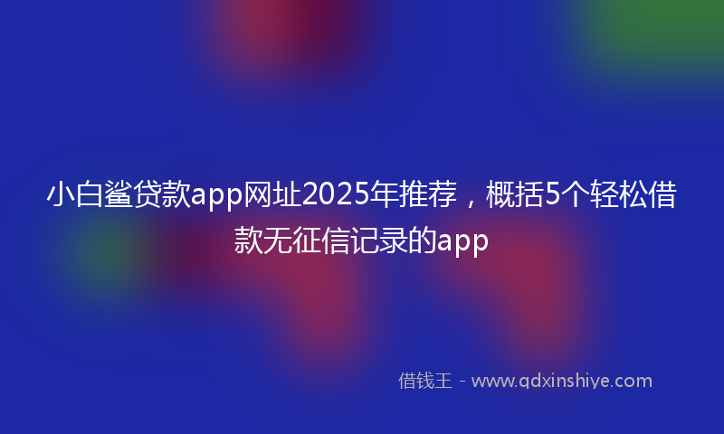 小白鲨贷款app网址2025年推荐，概括5个轻松借款无征信记录的app