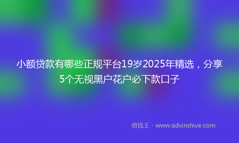 小额贷款有哪些正规平台19岁2025年精选，分享5个无视黑户花户必下款口子