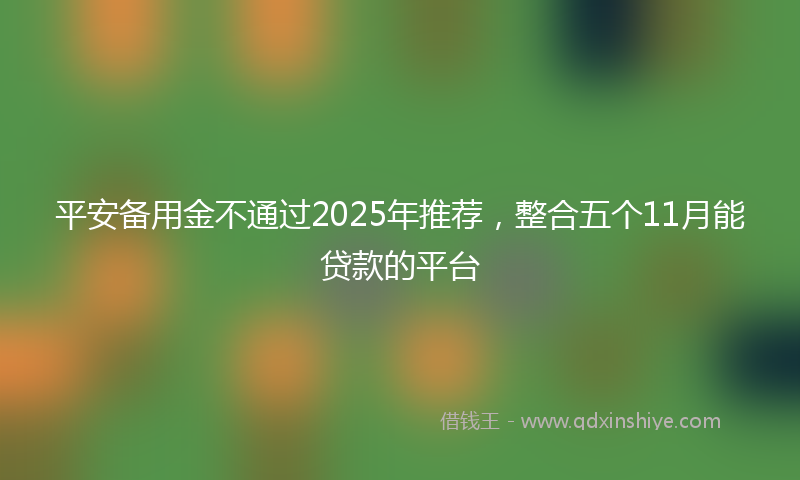平安备用金不通过2025年推荐，整合五个11月能贷款的平台