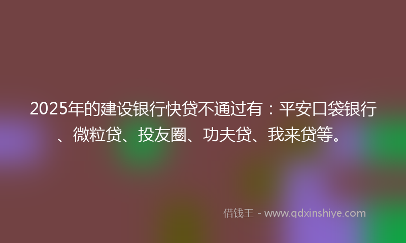 2025年的建设银行快贷不通过有：平安口袋银行、微粒贷、投友圈、功夫贷、我来贷等。