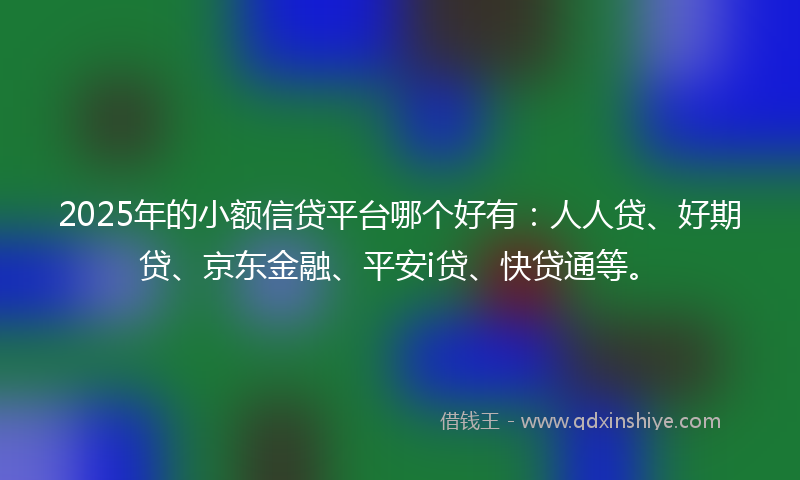 2025年的小额信贷平台哪个好有：人人贷、好期贷、京东金融、平安i贷、快贷通等。