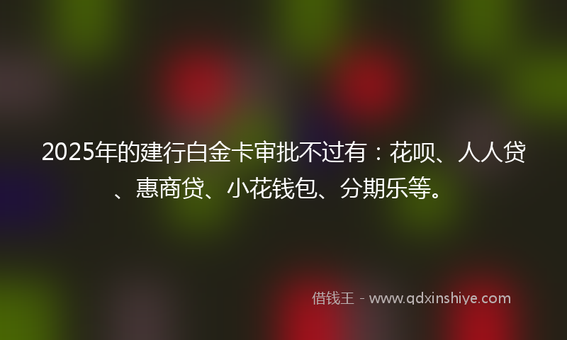 2025年的建行白金卡审批不过有：花呗、人人贷、惠商贷、小花钱包、分期乐等。