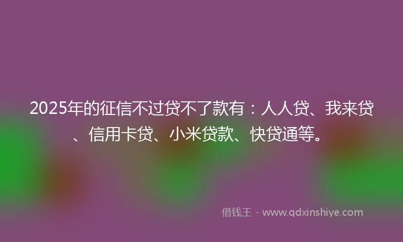 2025年的征信不过贷不了款有：人人贷、我来贷、信用卡贷、小米贷款、快贷通等。