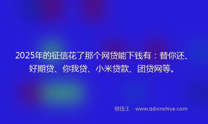 2025年的征信花了那个网贷能下钱有：替你还、好期贷、你我贷、小米贷款、团贷网等。