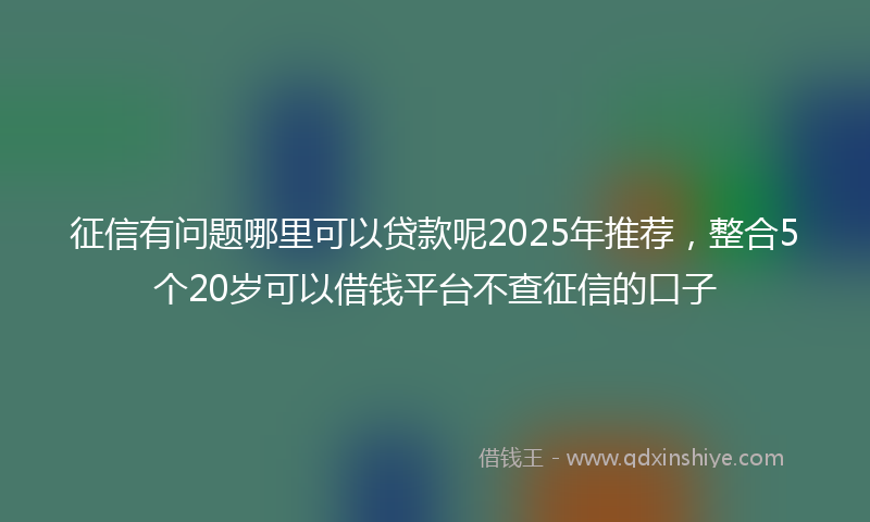 征信有问题哪里可以贷款呢2025年推荐，整合5个20岁可以借钱平台不查征信的口子