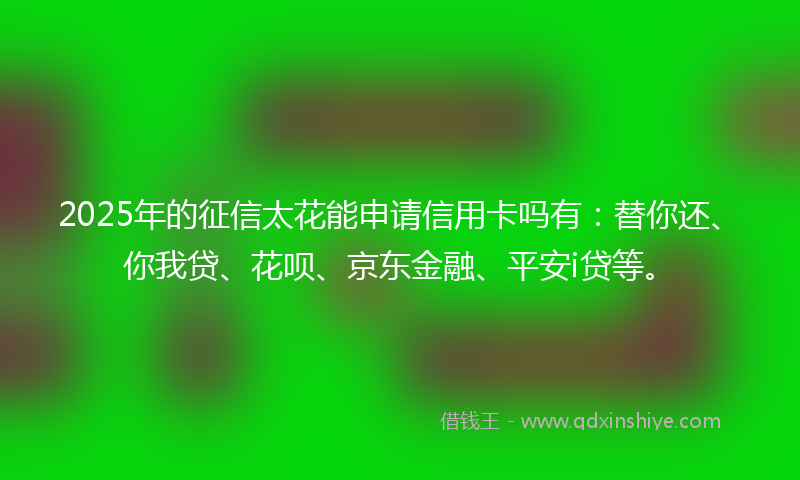 2025年的征信太花能申请信用卡吗有：替你还、你我贷、花呗、京东金融、平安i贷等。