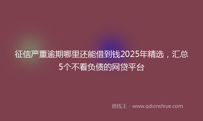 征信严重逾期哪里还能借到钱2025年精选，汇总5个不看负债的网贷平台