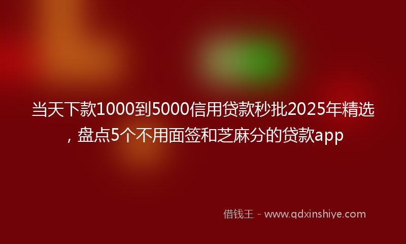 当天下款1000到5000信用贷款秒批2025年精选，盘点5个不用面签和芝麻分的贷款app