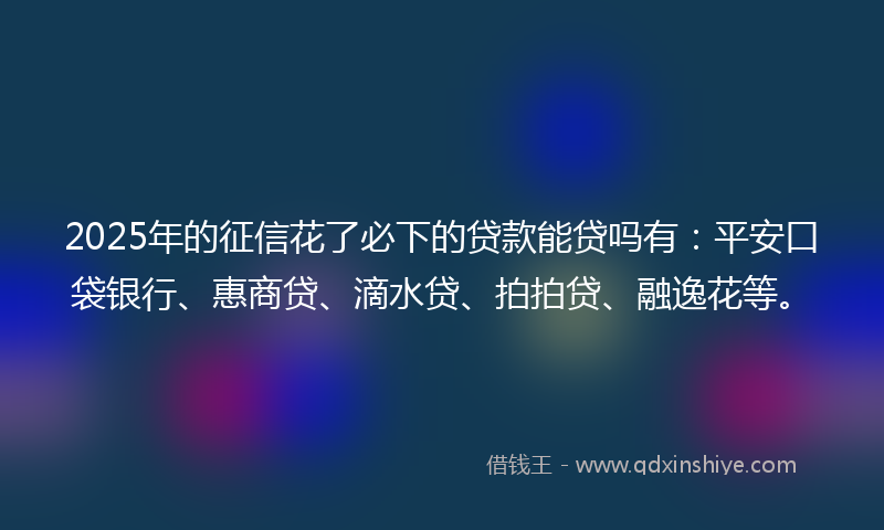 2025年的征信花了必下的贷款能贷吗有：平安口袋银行、惠商贷、滴水贷、拍拍贷、融逸花等。