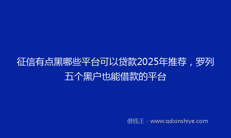 征信有点黑哪些平台可以贷款2025年推荐，罗列五个黑户也能借款的平台