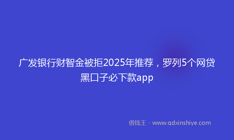 广发银行财智金被拒2025年推荐，罗列5个网贷黑口子必下款app