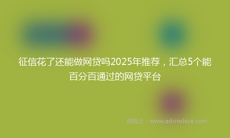 征信花了还能做网贷吗2025年推荐，汇总5个能百分百通过的网贷平台