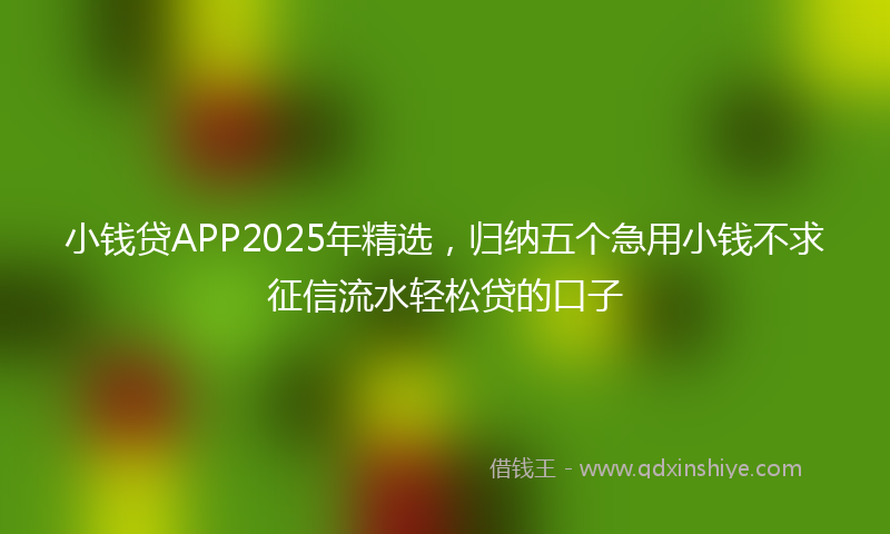 小钱贷APP2025年精选，归纳五个急用小钱不求征信流水轻松贷的口子