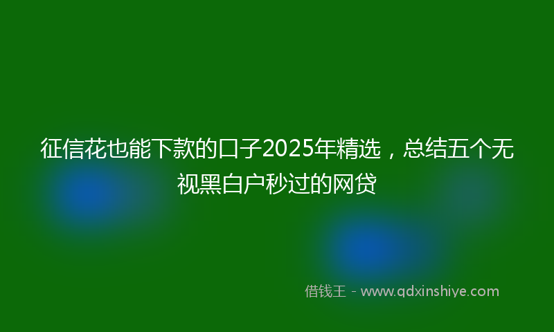 征信花也能下款的口子2025年精选，总结五个无视黑白户秒过的网贷