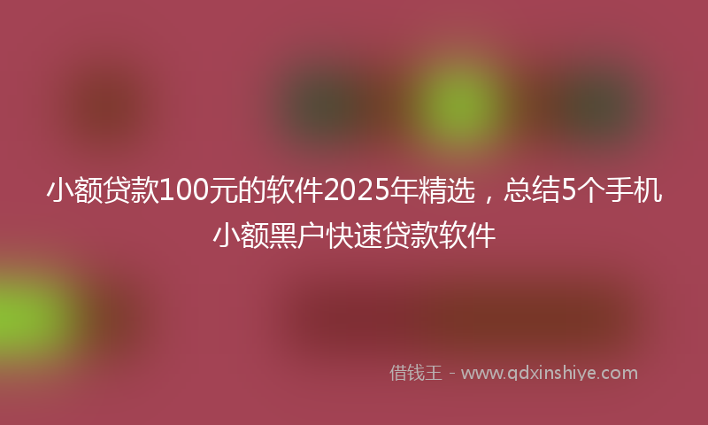 小额贷款100元的软件2025年精选，总结5个手机小额黑户快速贷款软件