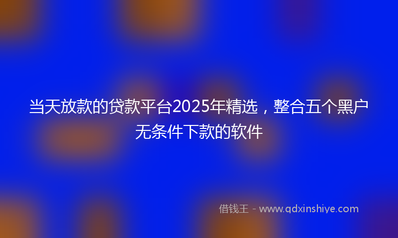 当天放款的贷款平台2025年精选，整合五个黑户无条件下款的软件
