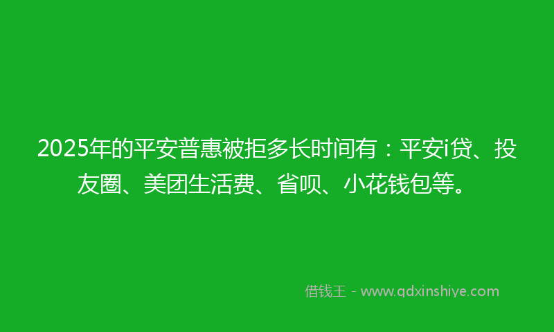 2025年的平安普惠被拒多长时间有：平安i贷、投友圈、美团生活费、省呗、小花钱包等。