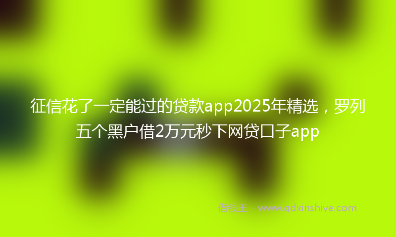 征信花了一定能过的贷款app2025年精选，罗列五个黑户借2万元秒下网贷口子app