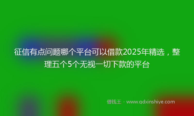 征信有点问题哪个平台可以借款2025年精选，整理五个5个无视一切下款的平台