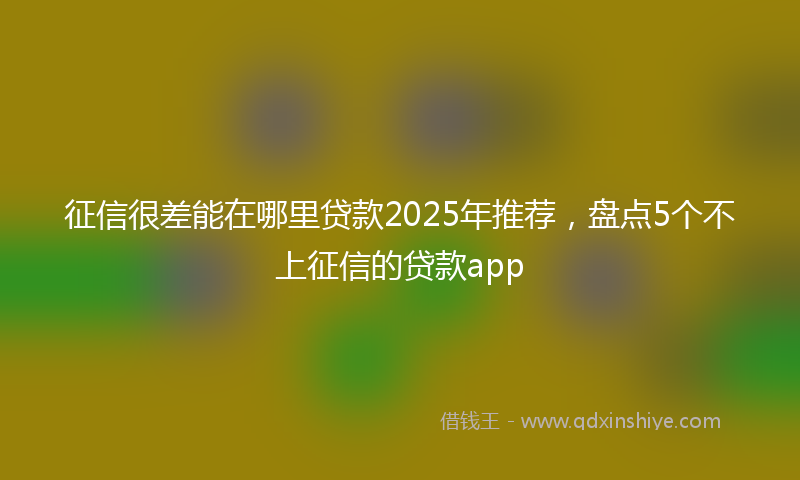 征信很差能在哪里贷款2025年推荐，盘点5个不上征信的贷款app