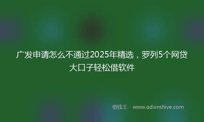 广发申请怎么不通过2025年精选，罗列5个网贷大口子轻松借软件