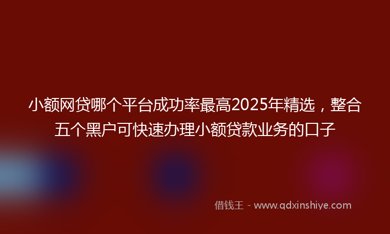 小额网贷哪个平台成功率最高2025年精选，整合五个黑户可快速办理小额贷款业务的口子