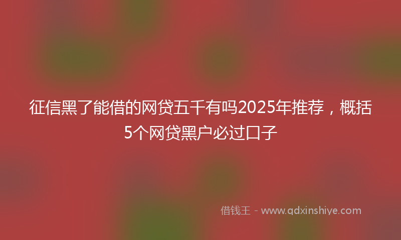 征信黑了能借的网贷五千有吗2025年推荐，概括5个网贷黑户必过口子