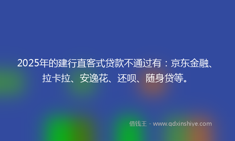 2025年的建行直客式贷款不通过有：京东金融、拉卡拉、安逸花、还呗、随身贷等。