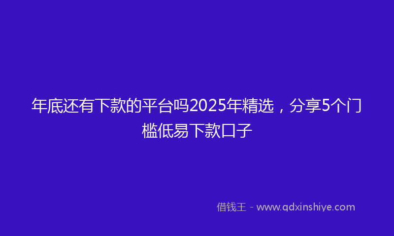 年底还有下款的平台吗2025年精选，分享5个门槛低易下款口子