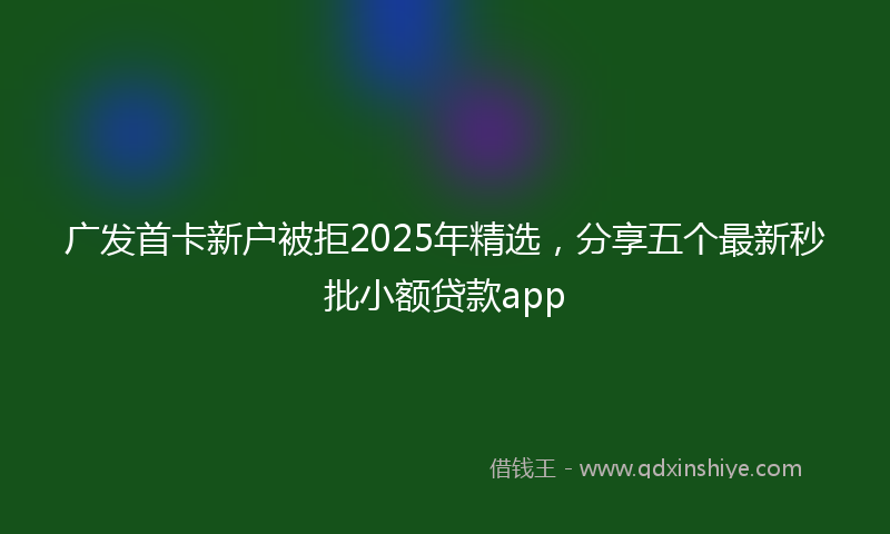 广发首卡新户被拒2025年精选，分享五个最新秒批小额贷款app