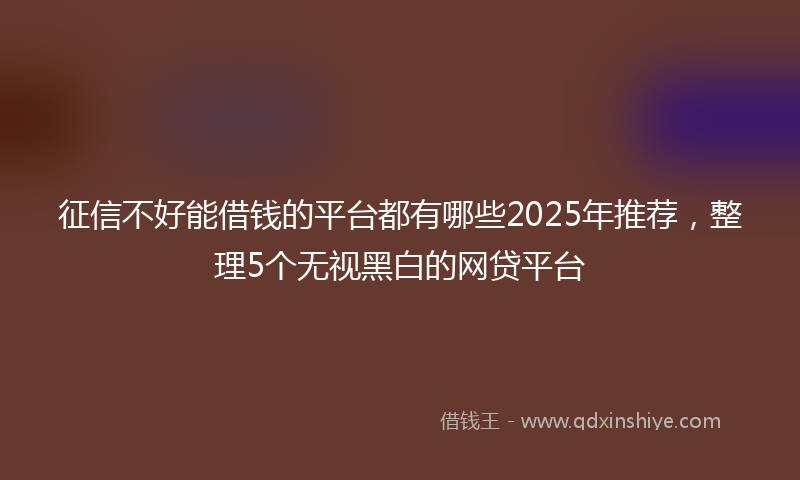 征信不好能借钱的平台都有哪些2025年推荐，整理5个无视黑白的网贷平台